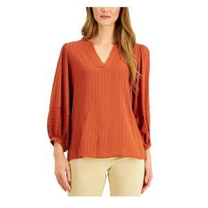 JPR Studio Womens Large Auburn Gauzy Split Neck 3/4 Sleeve Blouse Top NWT CM46